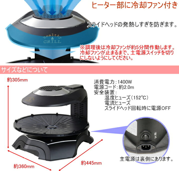 楽天市場】無煙ロースター ヘルシーグリル HG-100K RCP 家庭用 送料 