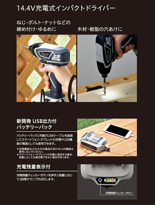 楽天市場】EARTH MAN S-Link 14.4V 充電式 インパクトドライバー IDR