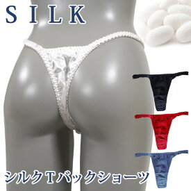 シルク 100％ ショーツ セクシー Tバック silk ゆったり 絹 下着 パンツ ランジェリー 光沢 エロ 美尻 インナー お尻 ヒップ ブラック ホワイト レッド ブルー 大きいサイズ L XL XXL おしゃれ パンティ シンプル デザイン ゴム ケア 刺激 保湿