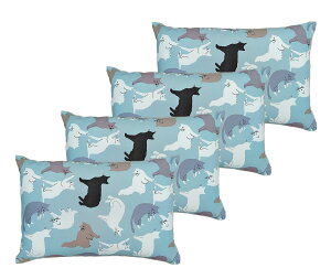 枕カバー4枚 ネコ 35x50cm ブルー 日本製 送料無料 ネコポス便限定 猫 ねこ ピロケース セット まくらカバー マクラカバー ピロケース ピローケース 35 50 35x50