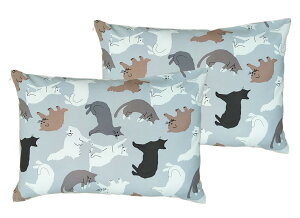 枕カバー2枚 ネコ 35x50cm グレー 日本製 送料無料 ネコポス便限定 猫 ねこ ピロケース セット まくらカバー マクラカバー ピロケース ピローケース 35 50 35x50