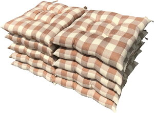 10枚 シートクッション Cチェック 約45×45cm BE 日本製 送料無料 おしゃれ かわいい 椅子用 ヌード クッション ひも付き 背もたれ ソファー テレワーク リモート セット 在宅勤務 瞑想 安心 業務