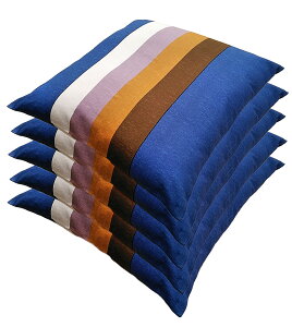 5枚組 座布団カバー 55 59 和調しま 約 55x59 cm ブルー 送料無料 日本製 綿100% 銘仙判 旅館 業務用 居酒屋 公民館 和室 洋室 和風 洋風 北欧 綿 お買い得 洗える かわいい おしゃれ セット カジュ