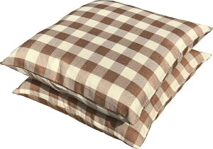 2枚 組 座布団カバー Cチェック 約55×59cm BE 送料無料 銘仙判 安心 旅館 業務用 居酒屋 公民館 和室 洋室 和風 洋風 北欧 法事 お買い得 洗える おしゃれ かわいい ポリエステル セット カジュア