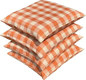 4枚 組 座布団カバー Cチェック 約55×59cm OR 送料無料 銘仙判 安心 旅館 業務用 居酒屋 公民館 和室 洋室 和風 洋風 法事 お買い得 洗える おしゃれ かわいい ポリエステル セット カジュアル フ