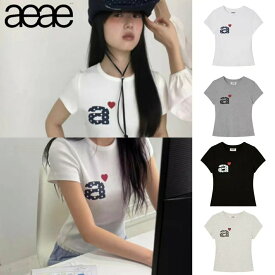 aeae DOT SMALL LETTER TEE エイイエイイ Tシャツ 韓国ブランド レディースファッション ミニマルTシャツ コットン100% ドットロゴ シンプルカジュアル 韓国コーデ 春服 夏服 モードスタイル フェミニントップス【aeae】