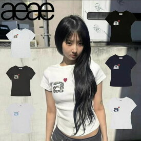 aeae DOT SMALL LETTER TEE エイイエイイ Tシャツ 韓国ブランド レディースファッション ミニマルTシャツ コットン100% ドットロゴ シン