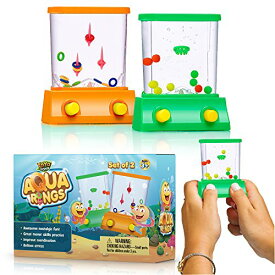 (ヨヤ・トーイズ) YoYa Toys 手持ち式ウォーターゲーム - フィッシュリング投げとバスケットボール・アクア・アーケードおもちゃの2個セット コンパクト ミニ レトロなおもちゃ 子供と大人用 ギフトボックス入り