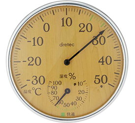 dretec(ドリテック) 温湿度計 アナログ 温度計 湿度計 木目 卓上 壁掛け O-319NW(ナチュラルウッド)