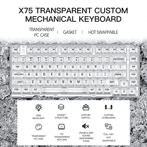 楽天市場】YUNZII X75 ホットスワップメカニカルキーボード 透明なキー