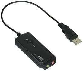 BUFFALO USBオーディオ変換ケーブル(USB A to 3.5mmステレオミニプラグ) Mac PS3でステレオミニプラグ接続のヘッドセットが使える ブラック BSHSAU01BK