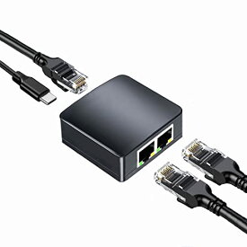 Wuedozue RJ45 ネットワークスプリッターアダプター 1-2 デュアルメス USB - RJ45ポート LANインターフェイス イーサネットソケットコネクター 8P8C エクステンダープラグ オンライン同時接続 Cat5/ 5e / 6/7ケーブル用