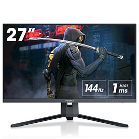 KOORUI 27インチ ゲーミングモニター QHD 2560×1440/VA/144Hz/1ms/傾き調節 ゲームモニター HDMI X2,DisplayPort ディスプレイ