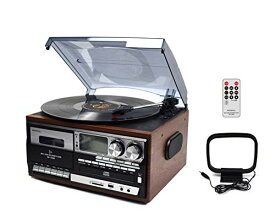 WINTECH マルチオーディオプレーヤー ブラウン レコード・カセット・AM・FM・CD・SD・USB・AUX KRP-308MS