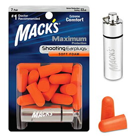 MACK'S 猟銃用 耳栓 Maximum Protection 7ペア 容器付 オレンジ 33dB Item # 4799