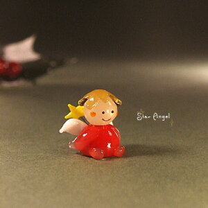 <ガラス細工 クリスマス 天使 エンジェル 星 クリスマス雑貨 置物>星を持って願いを込めて スターエンジェル<ミニチュア小物 ガラス細工><ガラス細工 ファニチャー>【