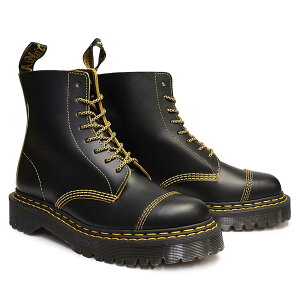 1460 PASCAL BEX DOUBLE STITCH LEATHER BOOTS BLACK+YELLOW SMOOTH SLICE 25946032