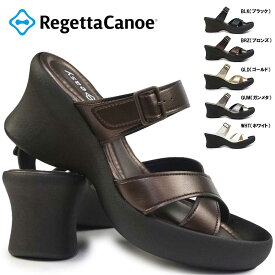 【ポイント最大10倍セール】Regetta Canoe カヌー サンダル レディース CJFH809 ウエッジヒール 3E ゆったり クロスベルト フレンチヒール 日本製 リゲッタ