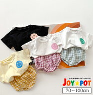 キッズ ベビー服 夏服 セットアップ 子供服 Tシャツ 半袖 上下セット カジュアル チェック柄 レトロ 女の…