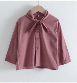 【在庫処分】キッズ ベビー服 子供服 シャツ ブラウス 無地 リボン フリル 長袖 女の子 トップス かわいい 春 秋 ジュニア おそろい カジュアル 大人っぽい 90cm 100cm 110cm 120cm 130cm