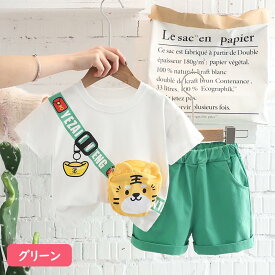 【在庫処分】キッズ ベビー服 セットアップ 夏服 Tシャツ 半袖 トラ 虎 アニマル 子供服 上下セット カジュアル 男の子 女の子 夏 春 パンツ カジュアル ジュニア おそろい 洋服 オシャレ 80cm 90cm 100cm 110cm