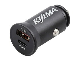 KIJIMA キジマ キジマ(Kijima) USB変換アダプター USBチャージャー 12Vシガーソケットタイプ 2ポート タイプA＆タイプC 304-6222