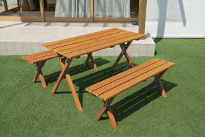 谷村実業 木製ガーデンテーブルセットブラウン 【TAN-952(BR)】