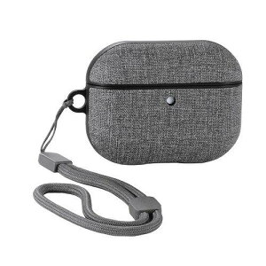 ELECOM �G���R�� AirPods Pro 3�p�t�@�u���b�N�P�[�X/�X�g���b�v�t/�O���[(AVA-AP07CCGY)