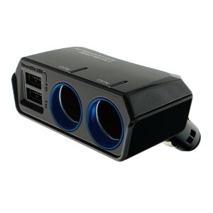 �Ɖ����b�N(Tsuchiya Yac) �Ɖ����b�N 12V�ԗp �d�����݃\�P�b�gx2+USB2.4Ax2 ���o�[�V�u��USB�\�P�b�g �c�C���f�B���N�V���� 4.8A(�_�C���N�g) PZ-790