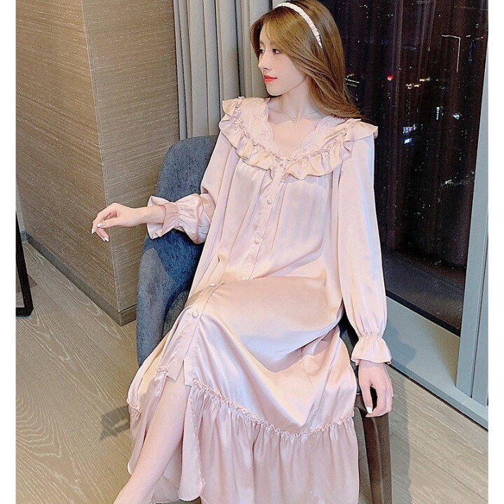 楽天市場】ネグリジェ 春夏秋 長袖ネグリジェ 姫風ワンピース ロング丈  