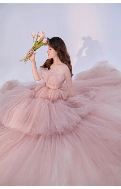 楽天市場】ウェディングドレス カラードレス ピンク 高級感 演奏会 姫  