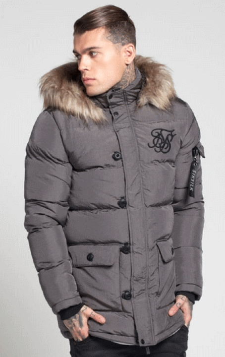 楽天市場 Siksilk シックシルク ダウンジャケット メンズ ダウンコートファー付き フード付き アウター メンズコートファー付きダウン フード付き ダウン アウター 冬コートパフパーカ カラー グレー ｊｐｌａｍｐ