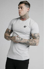 SikSilk シックシルク Tシャツ メンズ トップス半袖Tシャツ グレー ジムTシャツ カットソージムウエア トレーニングTシャツ スポーツウエア メンズファッション無地Tシャツ ロゴ おしゃれ かっこいいストレートヘム ジムTシャツ【Mサイズ】