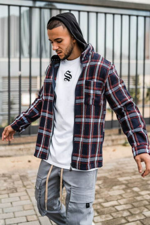 楽天市場 Sinners Attire シナーズアタイア パーカー メンズ シャツ 長袖 チェック柄 ネイビー 紺 ジャンパー ファスナー フード付き アウター ジャケット あったか 帽子付き 秋冬 メンズファッション おしゃれ かっこいいフーディーチェックオーバーシャツ ｊｐｌａｍｐ