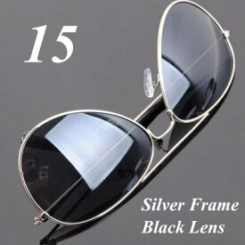 サングラス アビエイター デザイナーズ ファッションサングラス UV400 カラー：シルバーフレーム/ブラックレンズ アイウエアー メガネ 送料無料 【在庫限品】即納です。