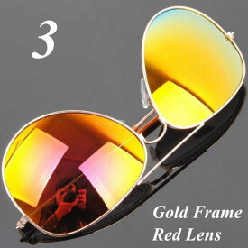 サングラス アビエイター デザイナーズ ファッションサングラス UV400 カラー：ゴールドフレーム/レッドレンズ アイウエアー メガネ 送料無料 【在庫限品】即納です。