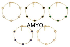 AMY O エイミーオー ブレスレット 海外ブランド ジュエリー アクセサリー ジェムストーン サークルブレスレット 5サークル カラーストーン ブレスレット 14金 ゴールド ミニマムチェーン 半貴石 誕生石 チェーンブレスレット レディース ブレスレット アクセサリー 送料無料