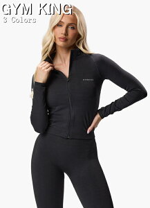 GYM KING Tシャツ レディース フィジーク 海外ブランド スポーツウェア 大きいサイズ レディース 長袖 トップス ジップアップ ジム 筋トレ スリムフィット リザルト2.0 シームレス 1/4ジップ ス