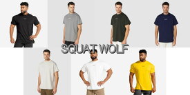 SQUAT WOLF スクワットウルフ Tシャツ メンズ 大きいサイズ スポーツ Tシャツ メンズ スポーツ 半袖 オーバーサイズ 筋トレ ジム ストレッチ ドライフィット クラシック ボディビルディング Tシャツフィジーク Tシャツ ボディビル 【取寄】【トップス単品】