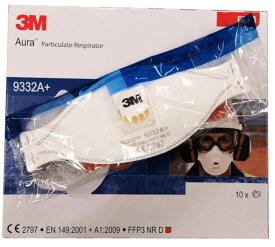 3M 9332A+ FFP3 3Mマスク 防塵マスク（レスピレータ） 新型肺炎 コロナウィルス感染予防 10枚入/袋 箱なし 新品 排気弁付き 個別包装品 並行輸入品