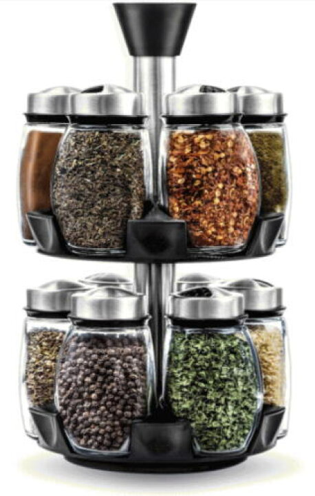 楽天市場 スパイスラック 回転式 調味料入れ 調味料ラック 回る2段ラック スパイス入れ スパイスボトル 調味料棚スリム 収納 キッチン用品 キッチンラック おしゃれ Blumwares ハーブ スパイス カルーセルスパイスラック 12ガラスジャーボトル ｊｐｌａｍｐ