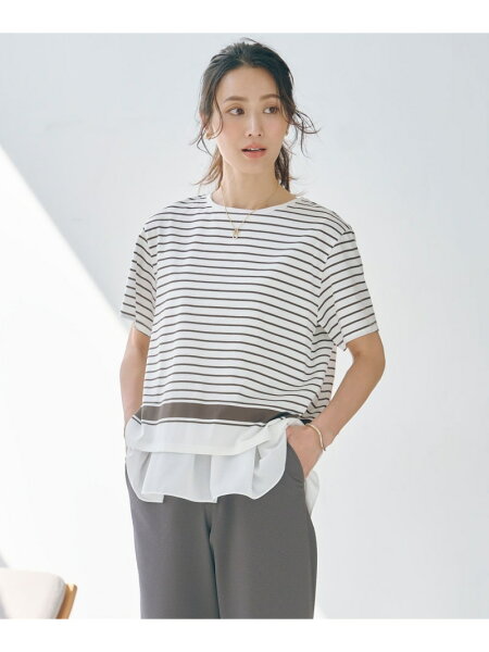 【SALE／40%OFF】【洗える】パネルボーダー Tシャツ J.PRESS ジェイプレス トップス カットソー・Tシャツ ブラック ホワイト【RBA_E】【送料無料】[Rakuten Fashion]