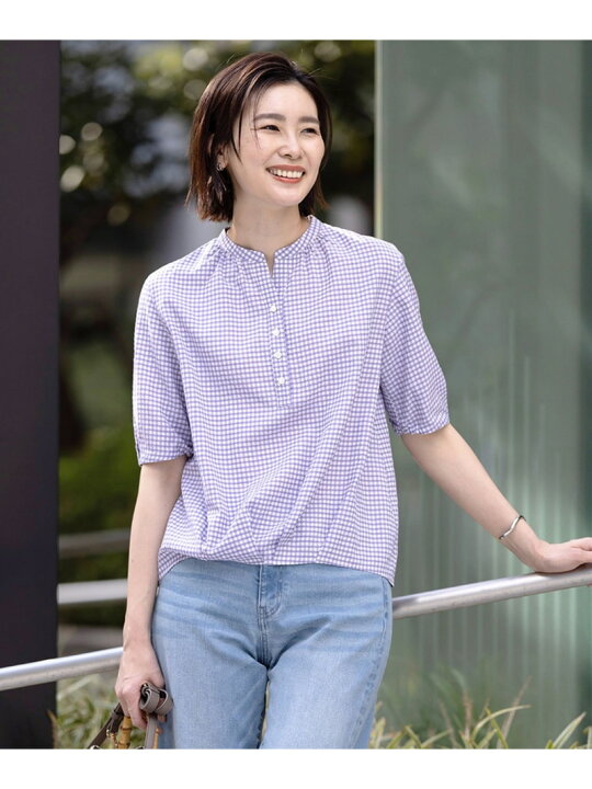 楽天市場】【SALE／40%OFF】【洗える】アセVisギンガム バンドカラー