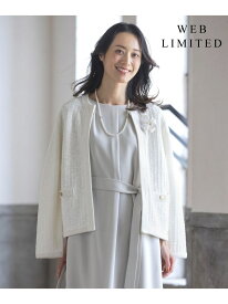 【WEB限定カラーあり・洗える】TWEED ニット ジャケット J.PRESS LADIES L ジェイプレス ジャケット・アウター ノーカラージャケット ネイビー ホワイト グレー ブラック【送料無料】[Rakuten Fashion]