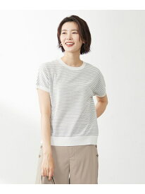 【SALE／50%OFF】【洗える・抗菌防臭】コットンアセテート ボーダー ドルマン ニット J.PRESS LADIES L ジェイプレス トップス ニット ホワイト ネイビー【RBA_E】【送料無料】[Rakuten Fashion]