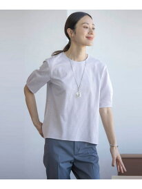 【WEB限定カラーあり・抗菌消臭・吸水速乾】サッカージャージー 5分袖 ペプラム カットソー J.PRESS LADIES L ジェイプレス トップス カットソー・Tシャツ パープル ネイビー グレー ブラウン ブルー【送料無料】[Rakuten Fashion]