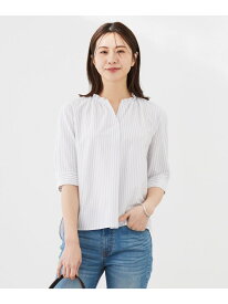 ストライプジャージー フリル襟 カットソー J.PRESS LADIES L ジェイプレス トップス カットソー・Tシャツ ブルー ブラウン パープル【送料無料】[Rakuten Fashion]