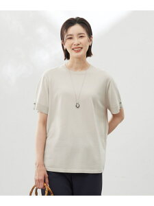 �ySALE�^50%OFF�z�y�􂦂�zCOTTON POLYESTER ���{�^�� �j�b�g J.PRESS LADIES L �W�F�C�v���X �g�b�v�X �j�b�g �x�[�W�� �u���[ �l�C�r�[ �p�[�v���yRBA_E�z�y���������z[Rakuten Fashion]