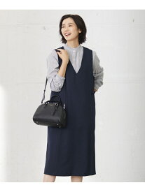 【SALE／30%OFF】【洗える】LANATEC シャークスキン&ヘリンボーン ジャンパースカート J.PRESS LADIES L ジェイプレス ワンピース・ドレス ジャンパースカート グレー ネイビー【RBA_E】【送料無料】[Rakuten Fashion]