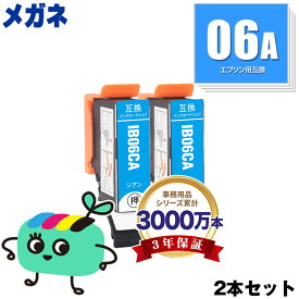 IB06CA シアン お得な2本セット エプソン用 IB06A メガネ EPSON互換 インク カートリッジ 純正と同容量 (IB06 IB06CL5A PX-S5010R1 PX-S5010 PXS5010R1 PXS5010)